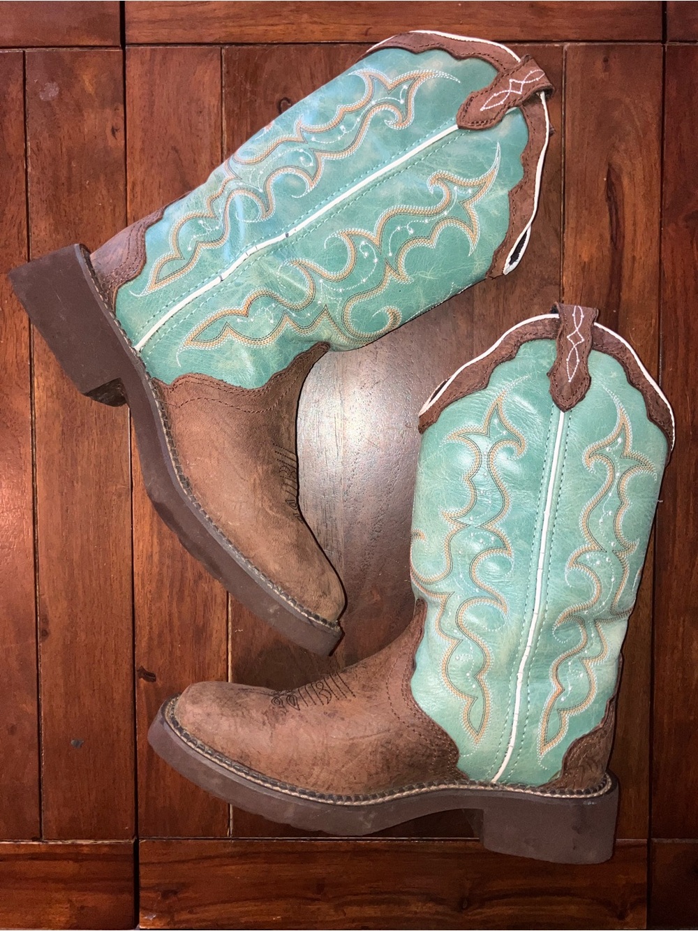 Justin Gypsy Boots Brown and Turquoise